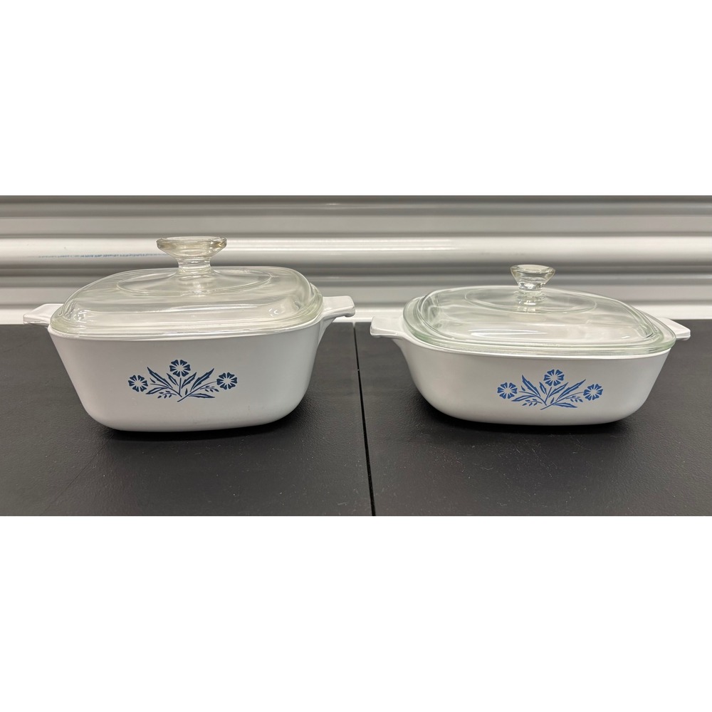 Vintage Corning Ware Blue Cornflower Casserole Set 1.5 Qt & 1 Qt with Lids